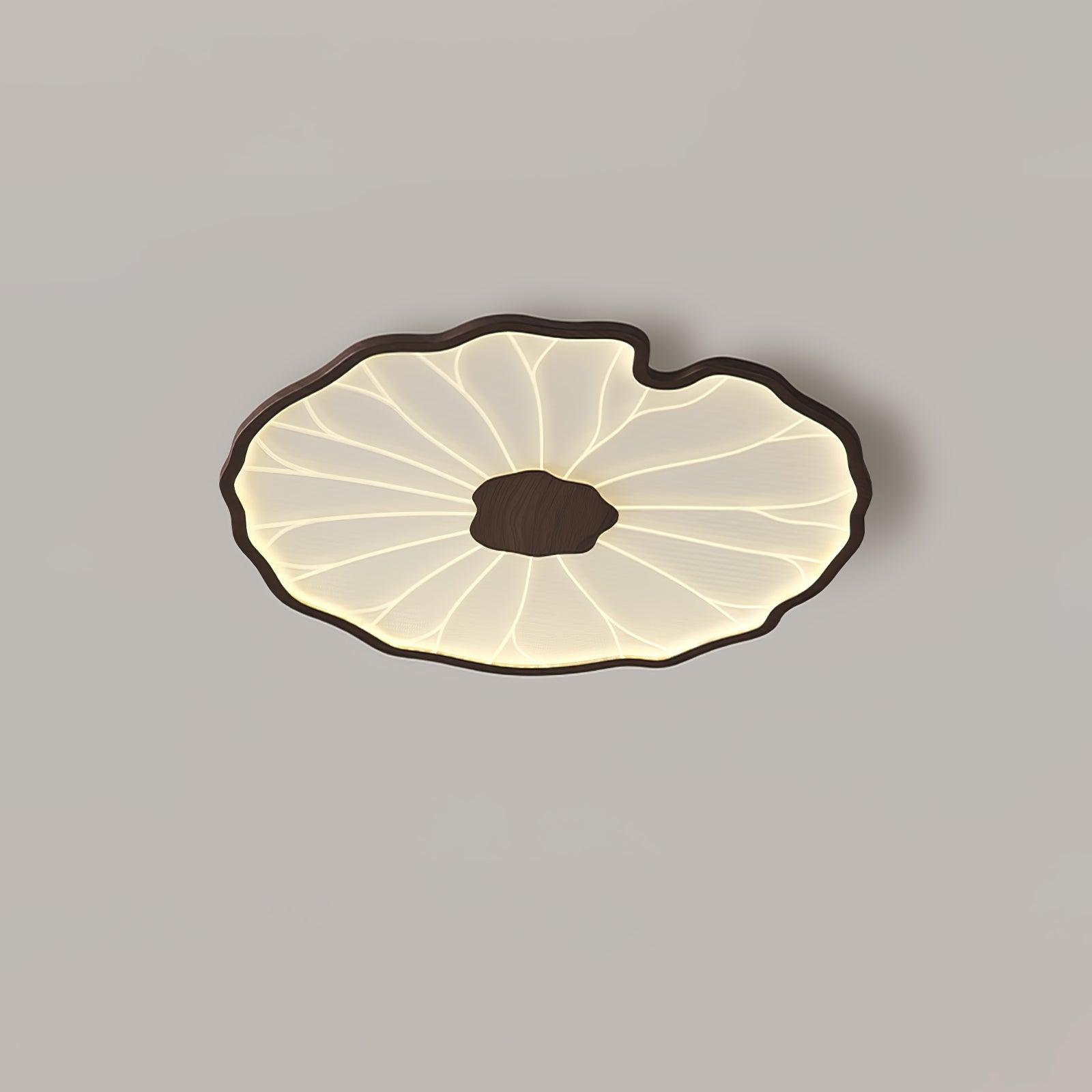 Lotus Leaf Ceiling Lamp Scandinavian with Integrated LED and Wood Grain Finish