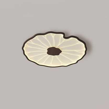 Lotus Leaf Ceiling Lamp Scandinavian with Integrated LED and Wood Grain Finish