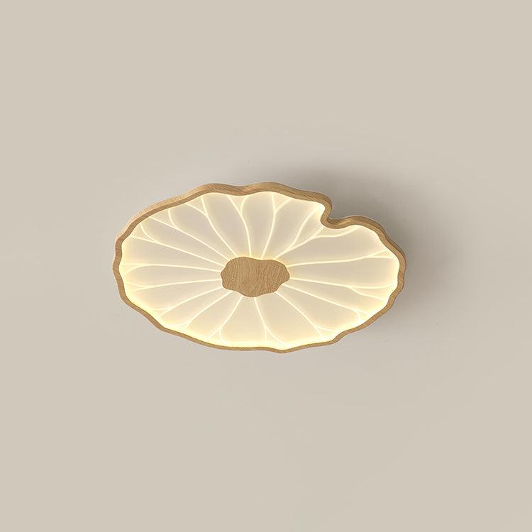 Lotus Leaf Ceiling Lamp Scandinavian with Integrated LED and Wood Grain Finish