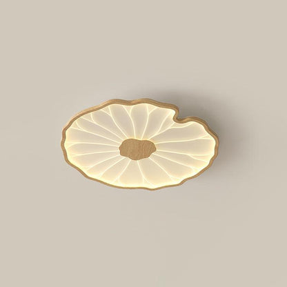 Lotus Leaf Ceiling Lamp Scandinavian with Integrated LED and Wood Grain Finish