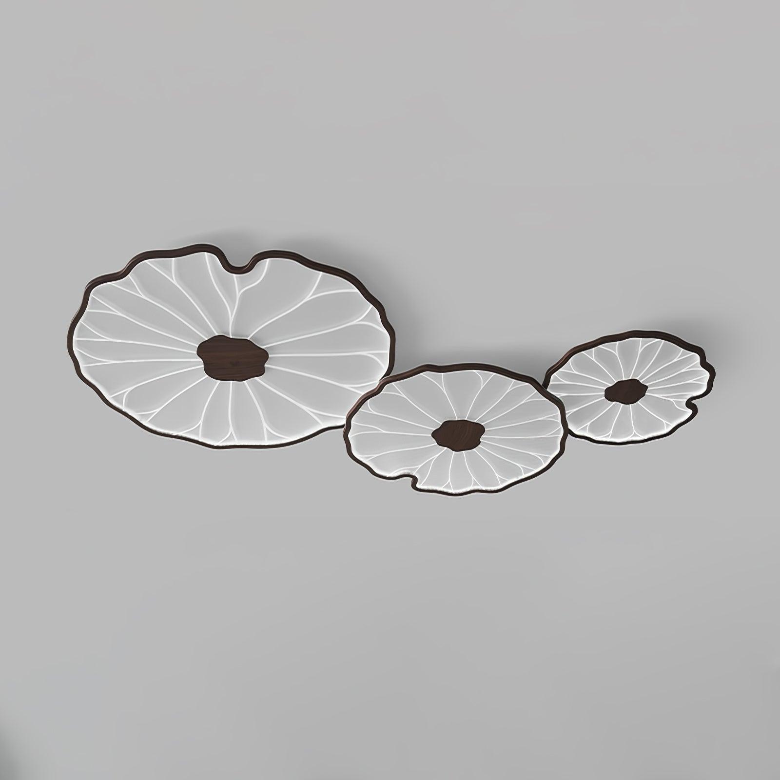 Lotus Leaf Ceiling Lamp Scandinavian with Integrated LED and Wood Grain Finish
