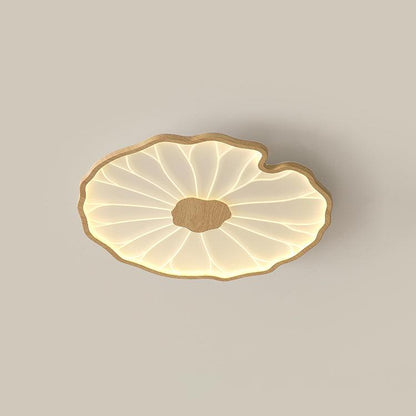 Lotus Leaf Ceiling Lamp Scandinavian with Integrated LED and Wood Grain Finish