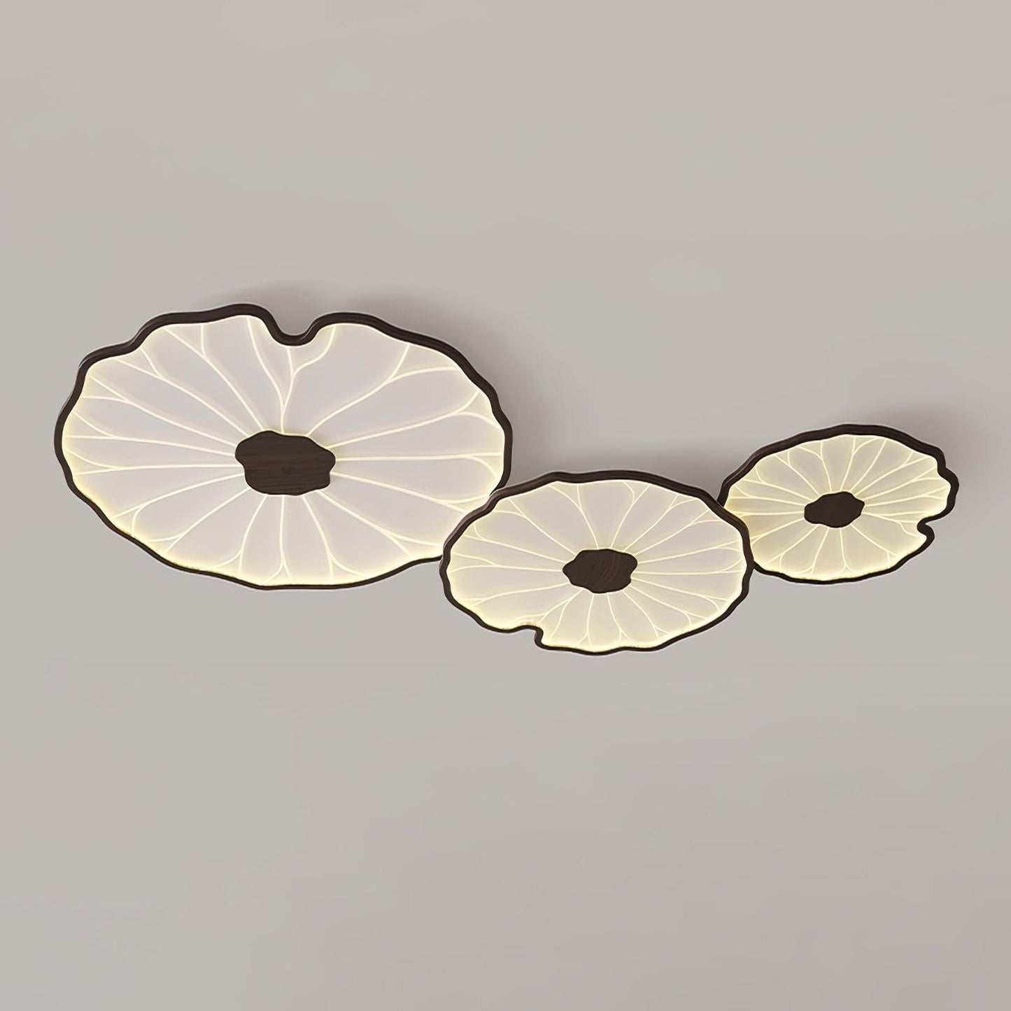 Lotus Leaf Ceiling Lamp Scandinavian with Integrated LED and Wood Grain Finish