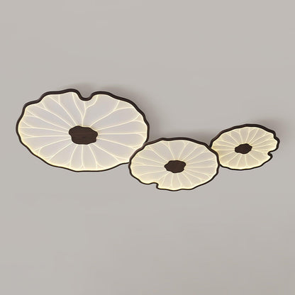 Lotus Leaf Ceiling Lamp Scandinavian with Integrated LED and Wood Grain Finish