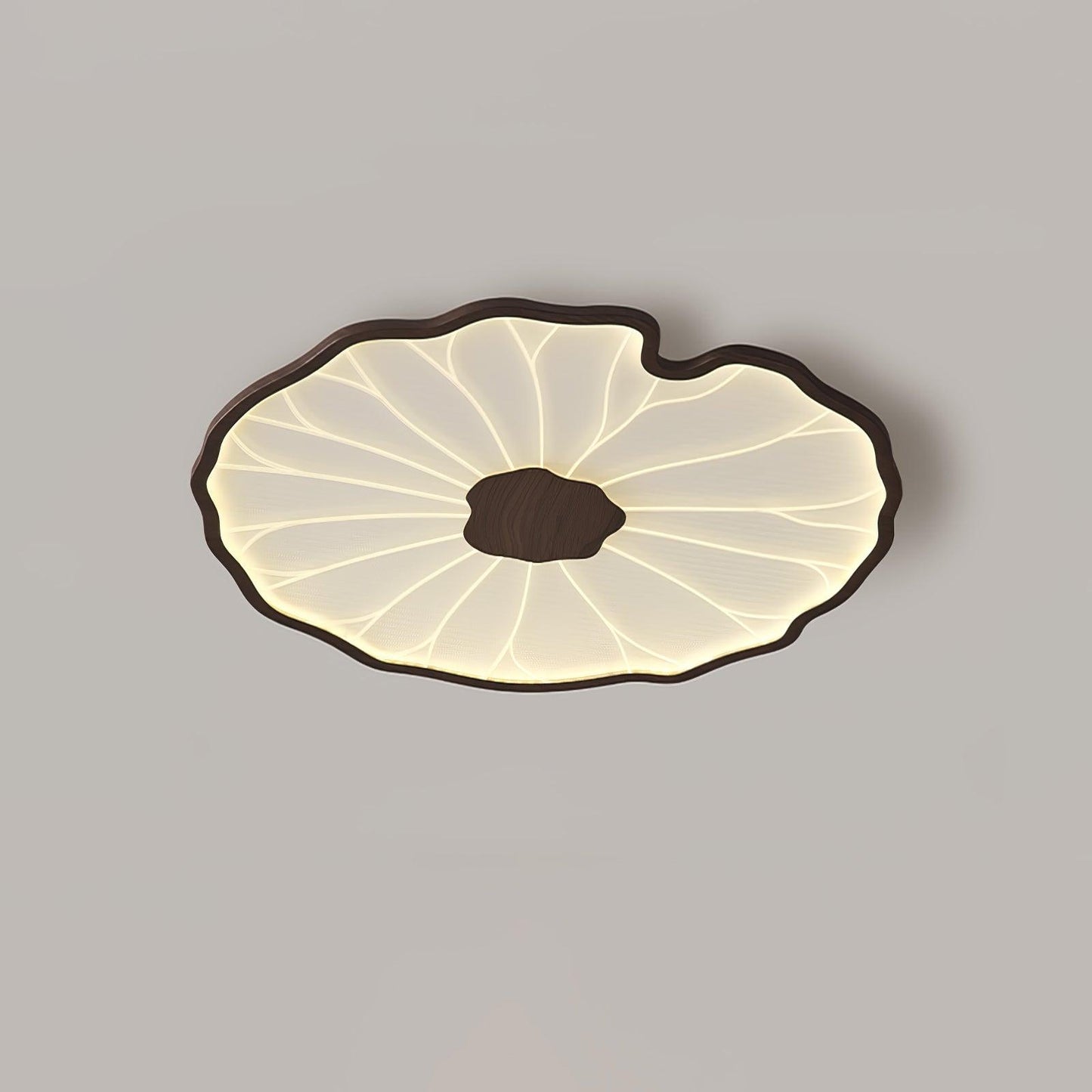 Lotus Leaf Ceiling Lamp Scandinavian with Integrated LED and Wood Grain Finish