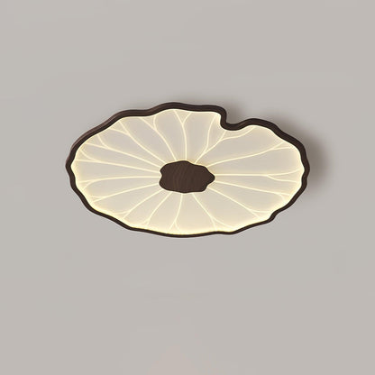 Lotus Leaf Ceiling Lamp Scandinavian with Integrated LED and Wood Grain Finish