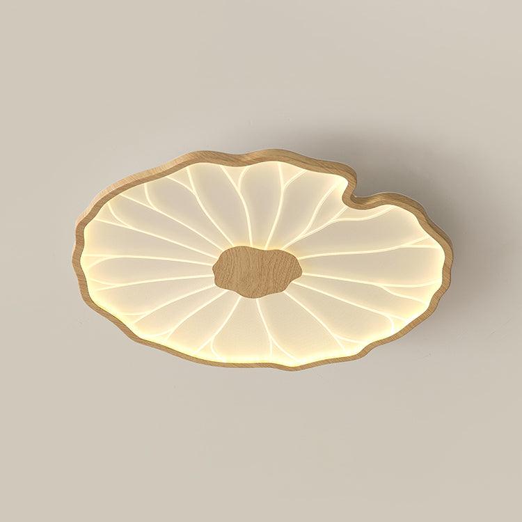 Lotus Leaf Ceiling Lamp Scandinavian with Integrated LED and Wood Grain Finish