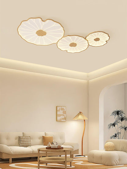 Lotus Leaf Ceiling Lamp Scandinavian with Integrated LED and Wood Grain Finish