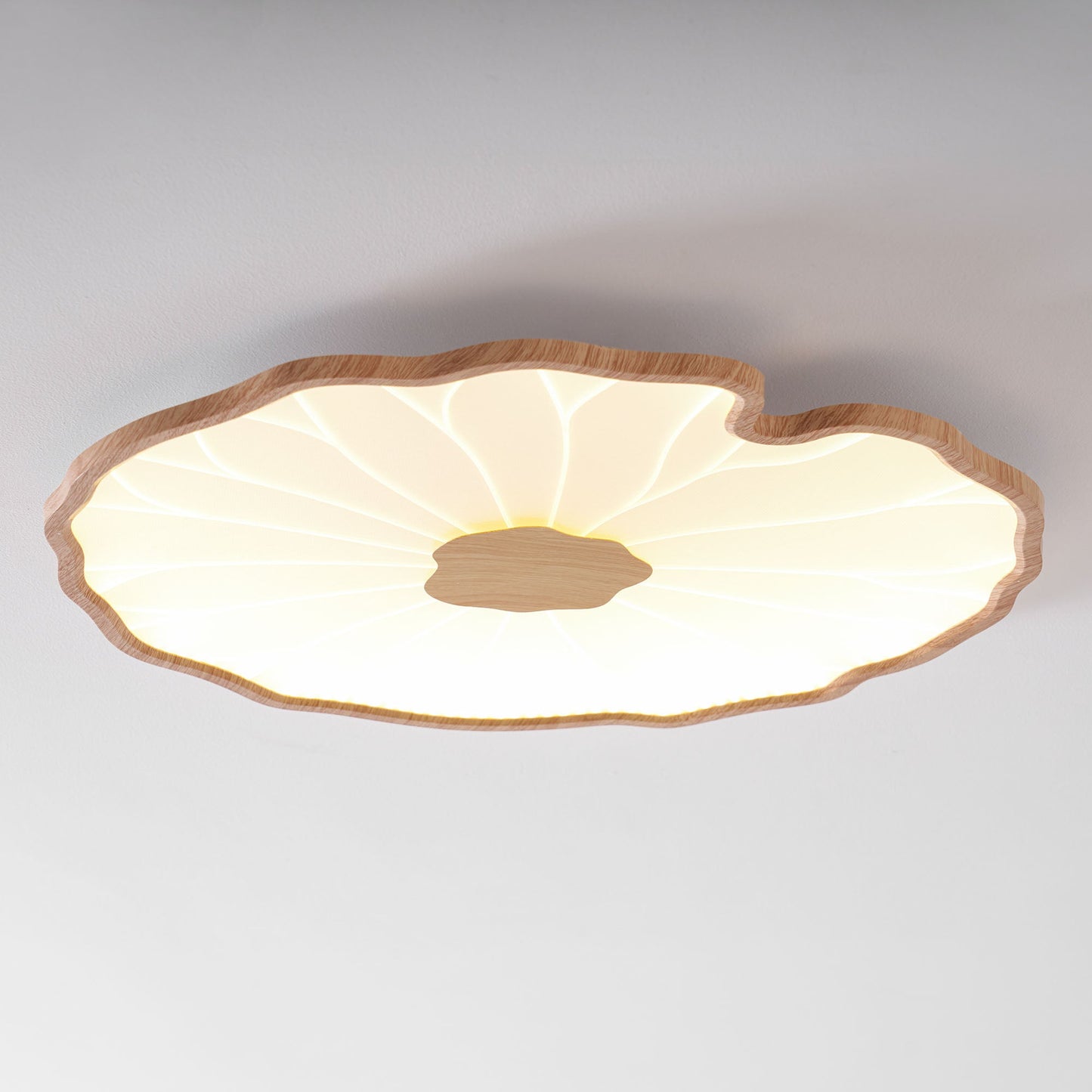 Lotus Leaf Ceiling Lamp Scandinavian with Integrated LED and Wood Grain Finish