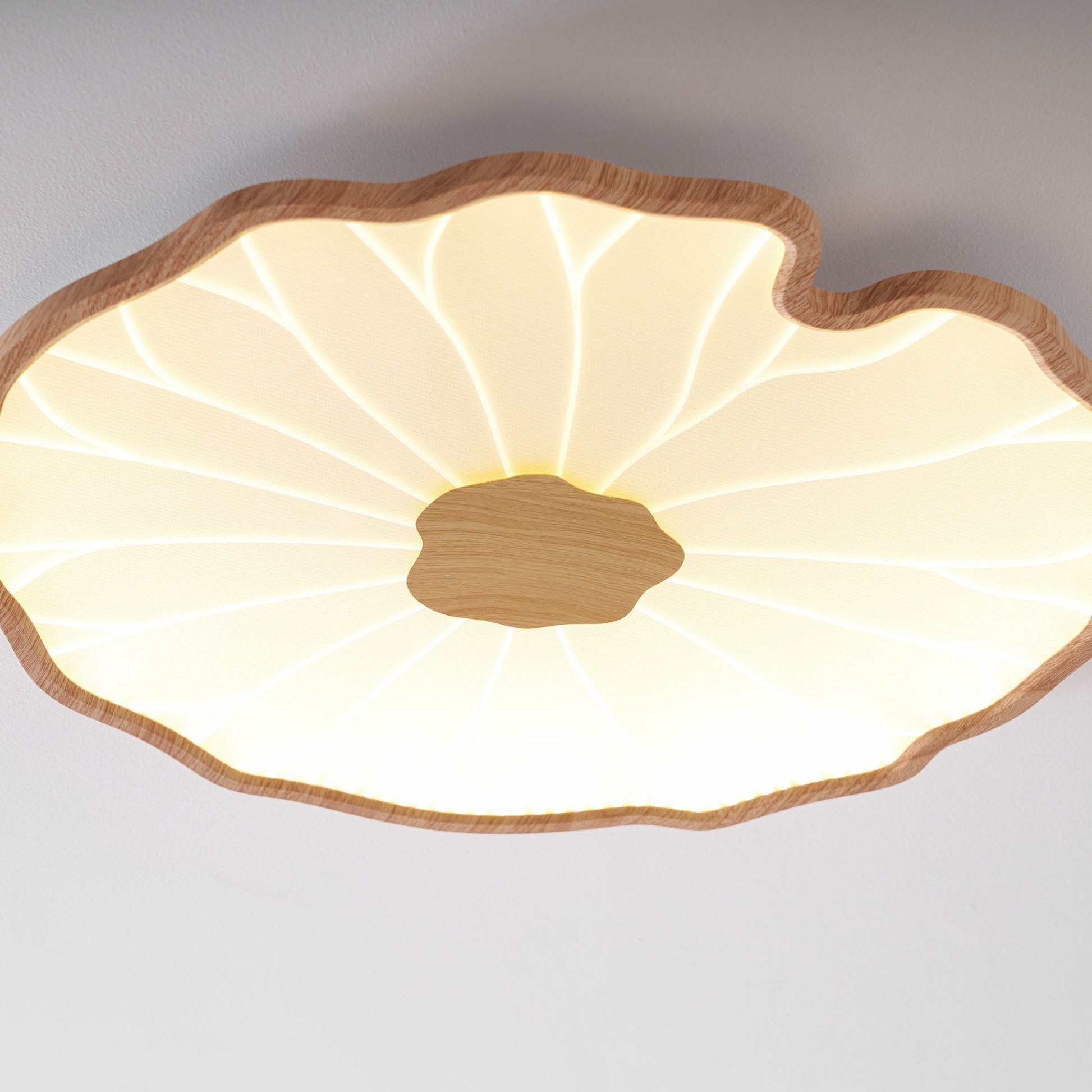 Lotus Leaf Ceiling Lamp Scandinavian with Integrated LED and Wood Grain Finish