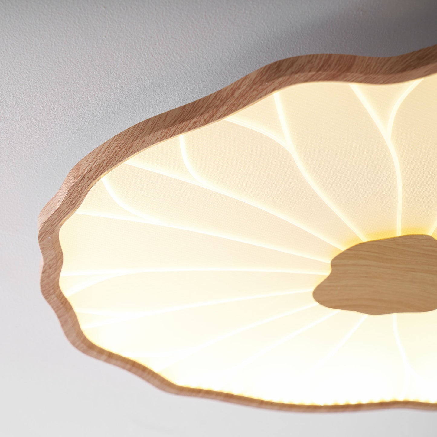 Lotus Leaf Ceiling Lamp Scandinavian with Integrated LED and Wood Grain Finish