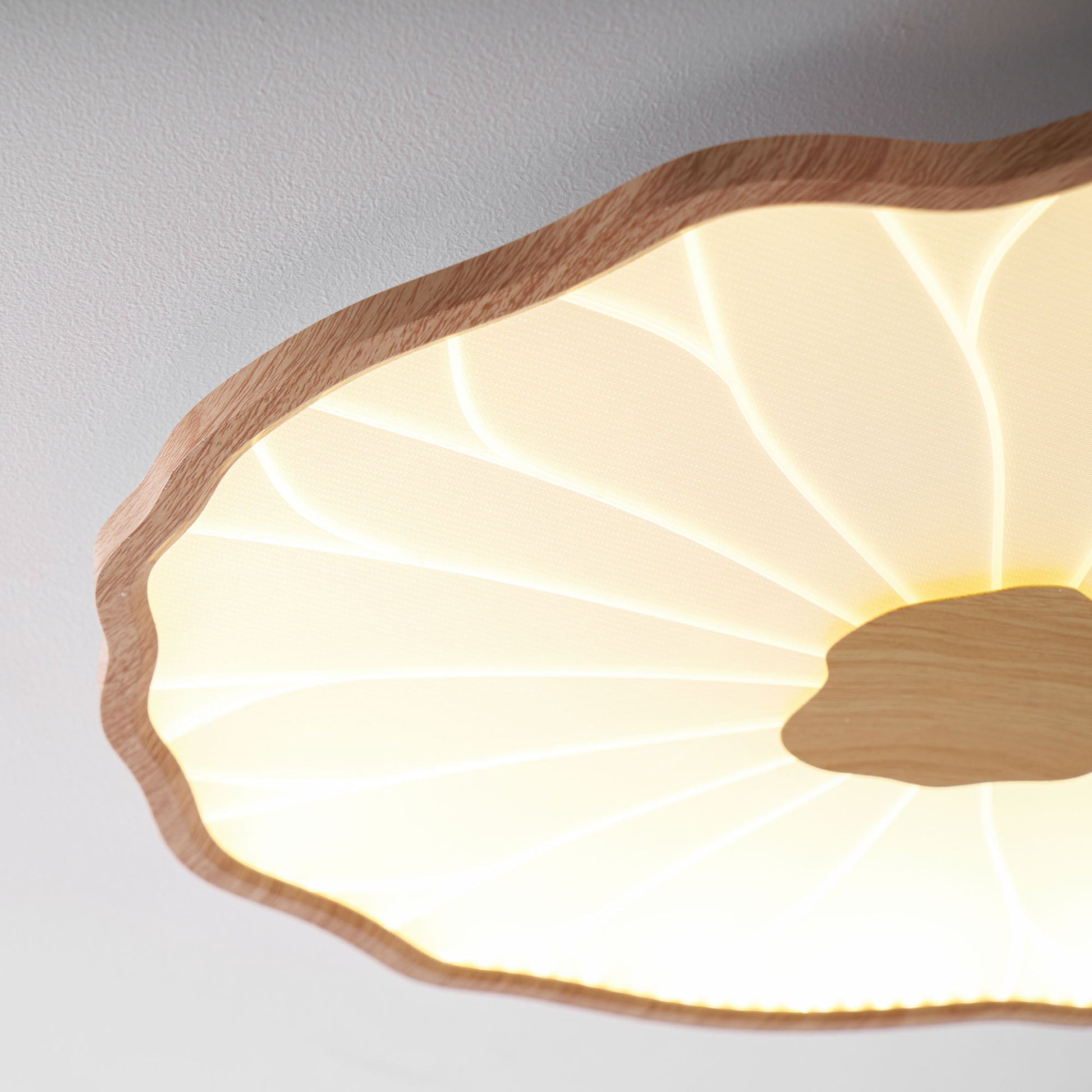 Lotus Leaf Ceiling Lamp Scandinavian with Integrated LED and Wood Grain Finish