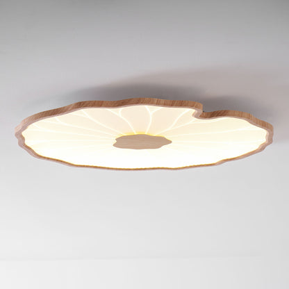 Lotus Leaf Ceiling Lamp Scandinavian with Integrated LED and Wood Grain Finish