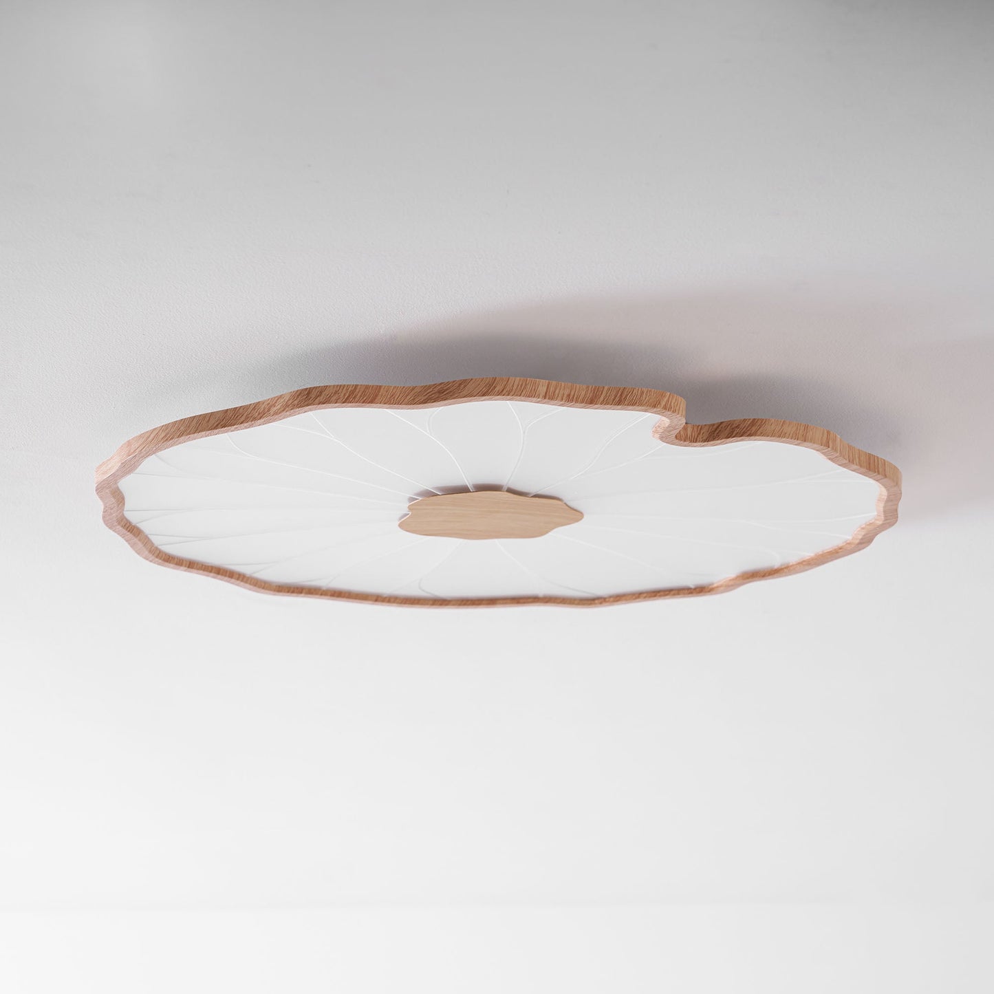 Lotus Leaf Ceiling Lamp Scandinavian with Integrated LED and Wood Grain Finish