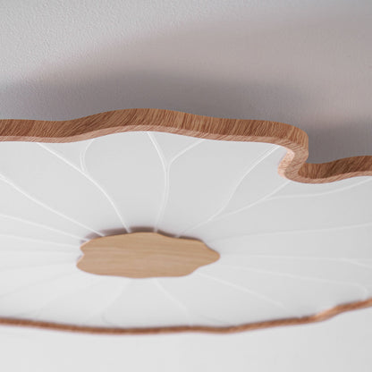Lotus Leaf Ceiling Lamp Scandinavian with Integrated LED and Wood Grain Finish