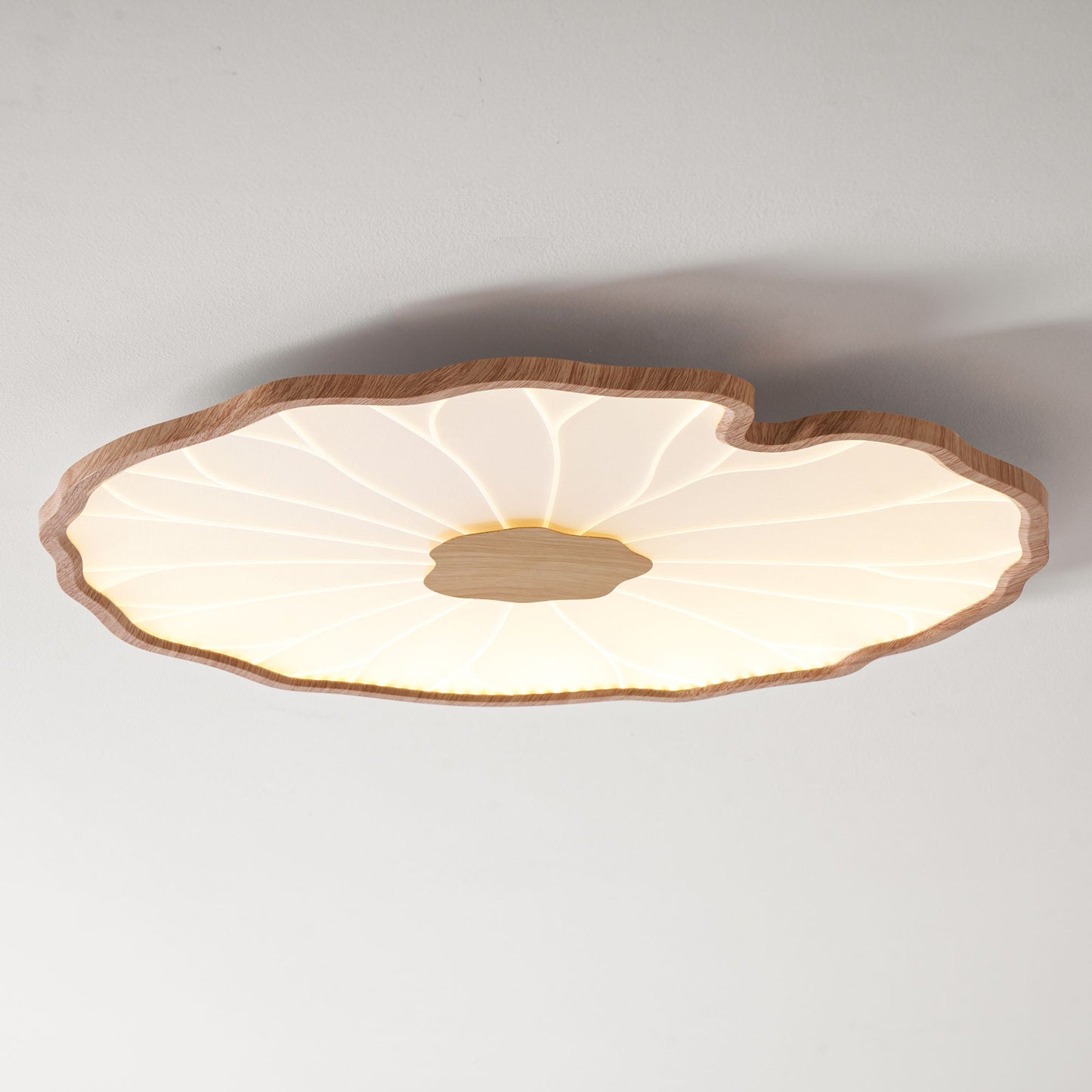 Lotus Leaf Ceiling Lamp Scandinavian with Integrated LED and Wood Grain Finish