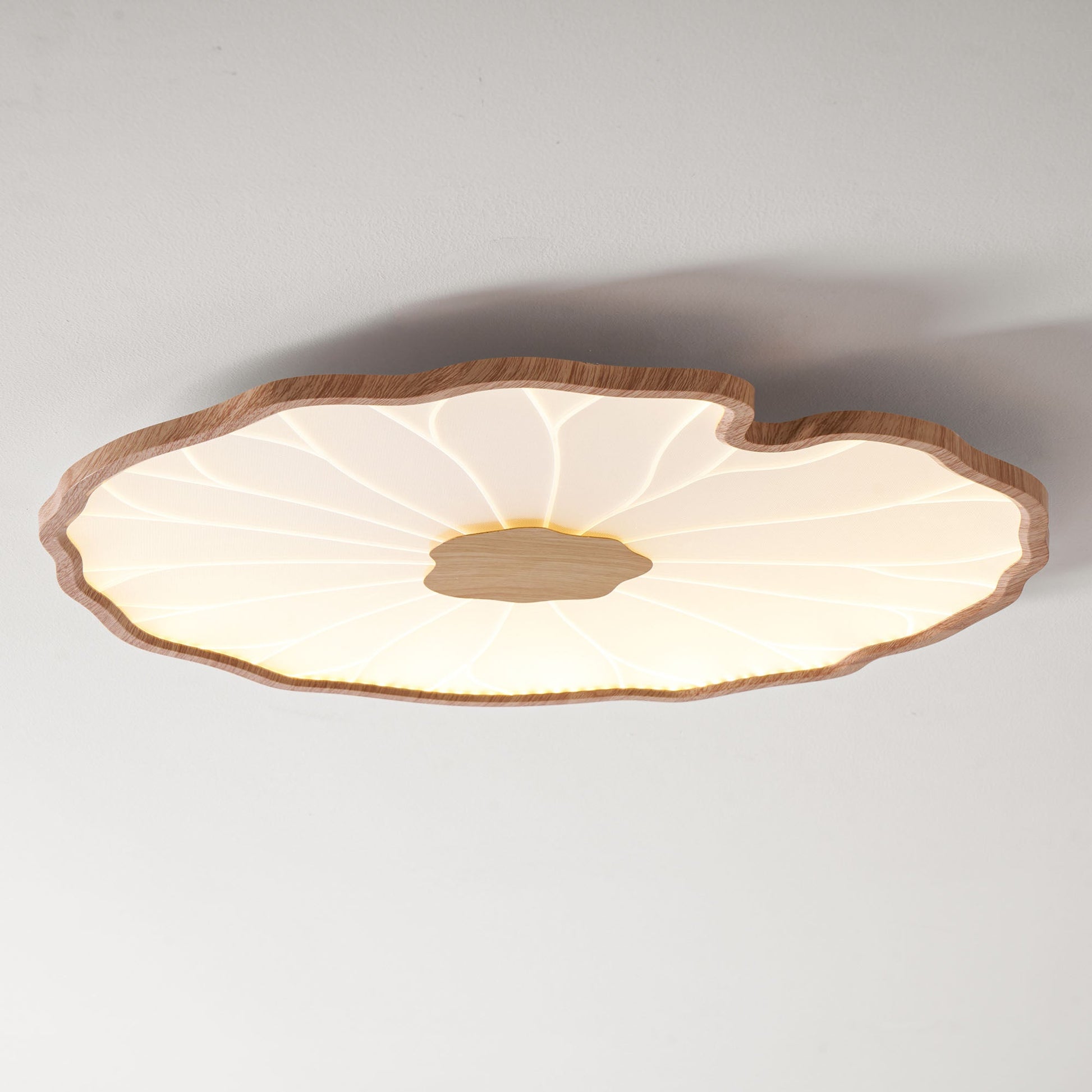Lotus Leaf Ceiling Lamp Scandinavian with Integrated LED and Wood Grain Finish