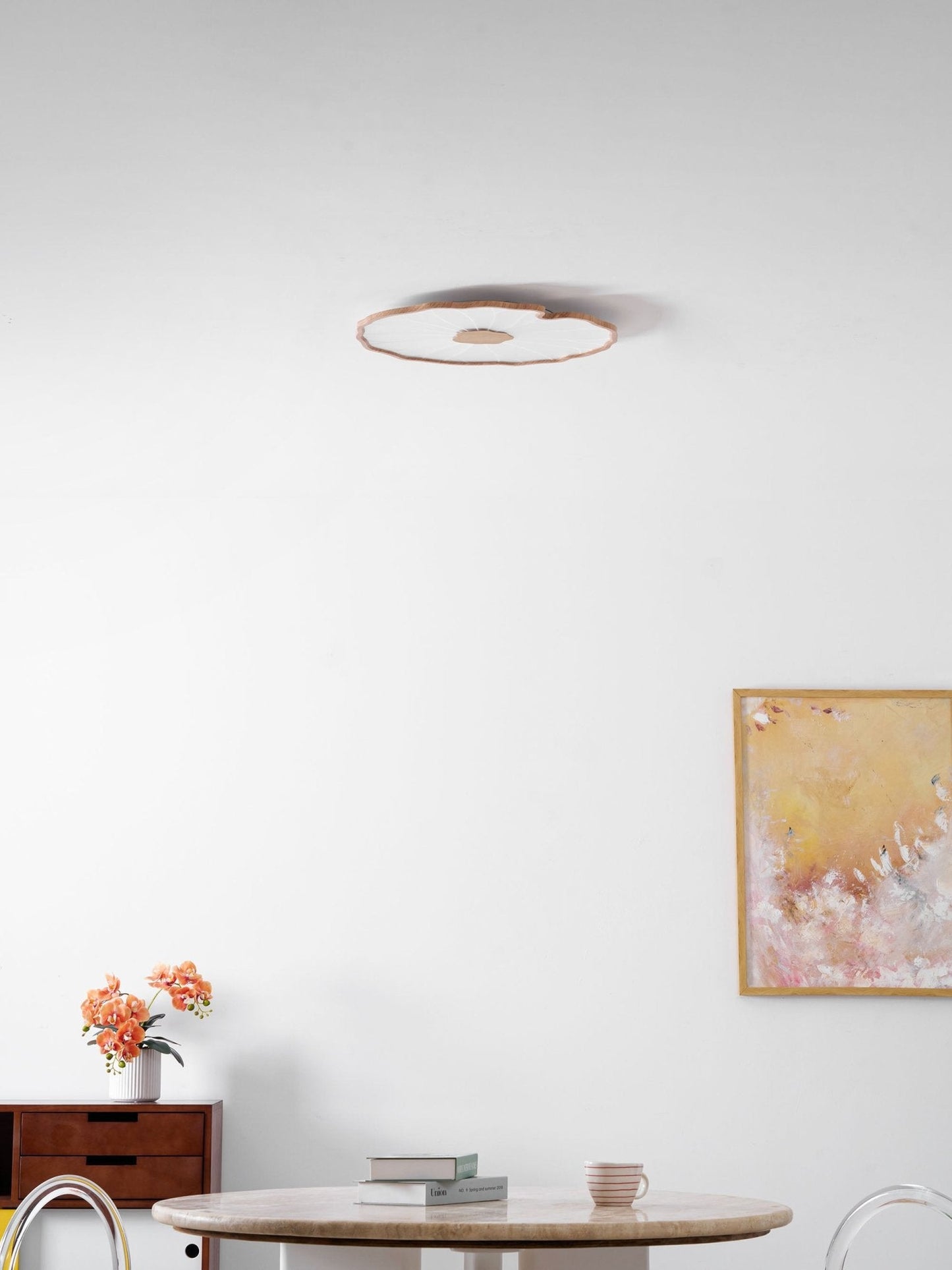 Lotus Leaf Ceiling Lamp Scandinavian with Integrated LED and Wood Grain Finish