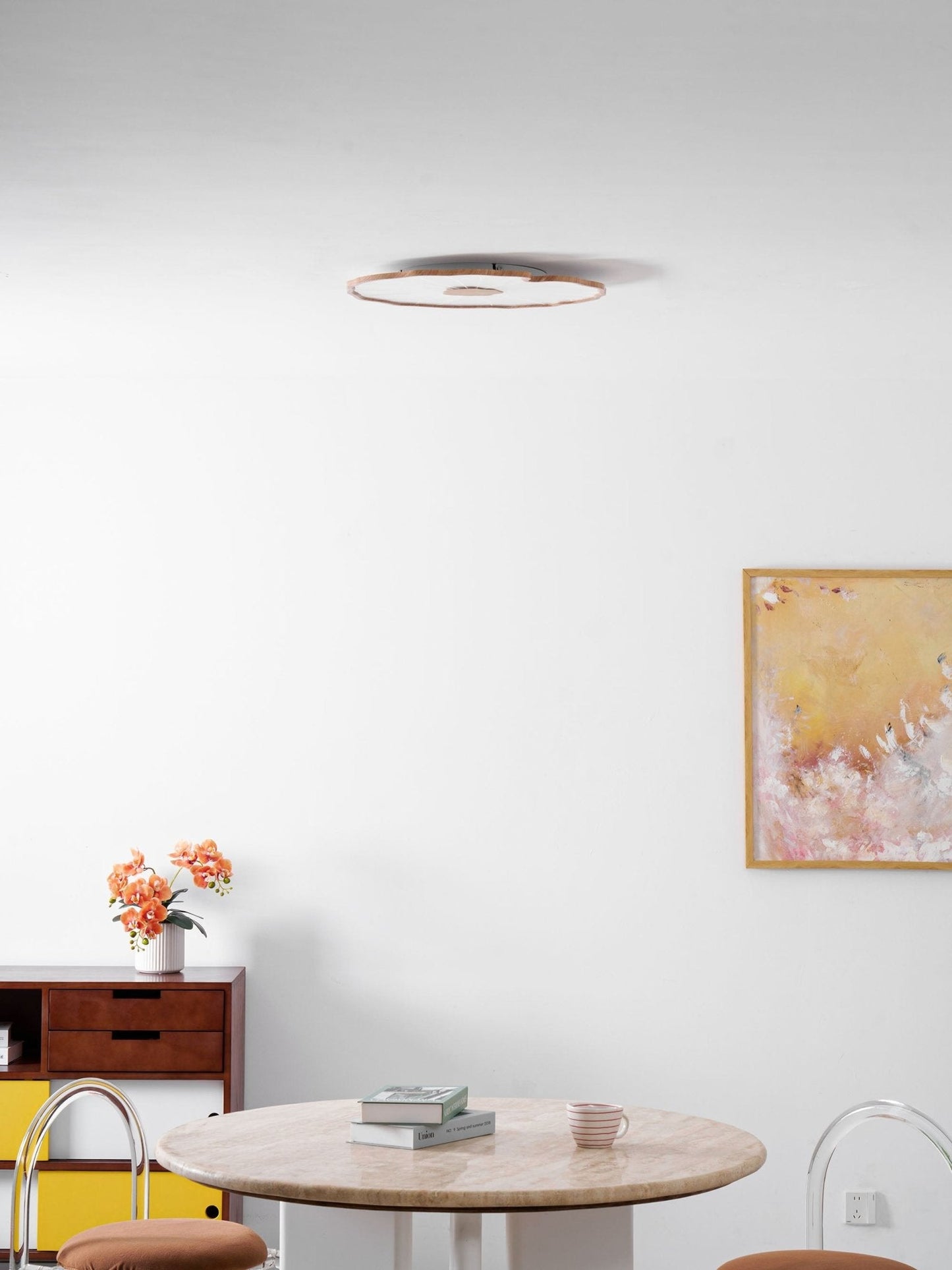 Lotus Leaf Ceiling Lamp Scandinavian with Integrated LED and Wood Grain Finish