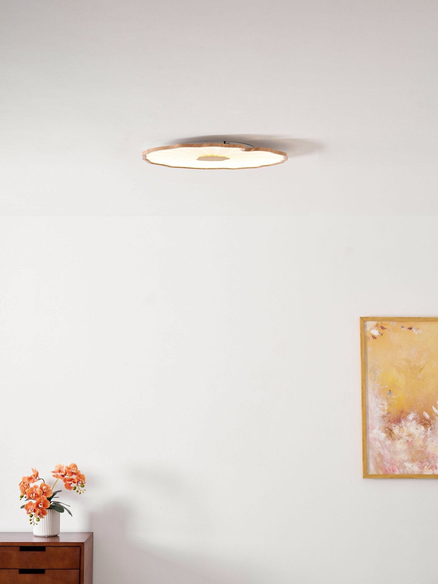 Lotus Leaf Ceiling Lamp Scandinavian with Integrated LED and Wood Grain Finish