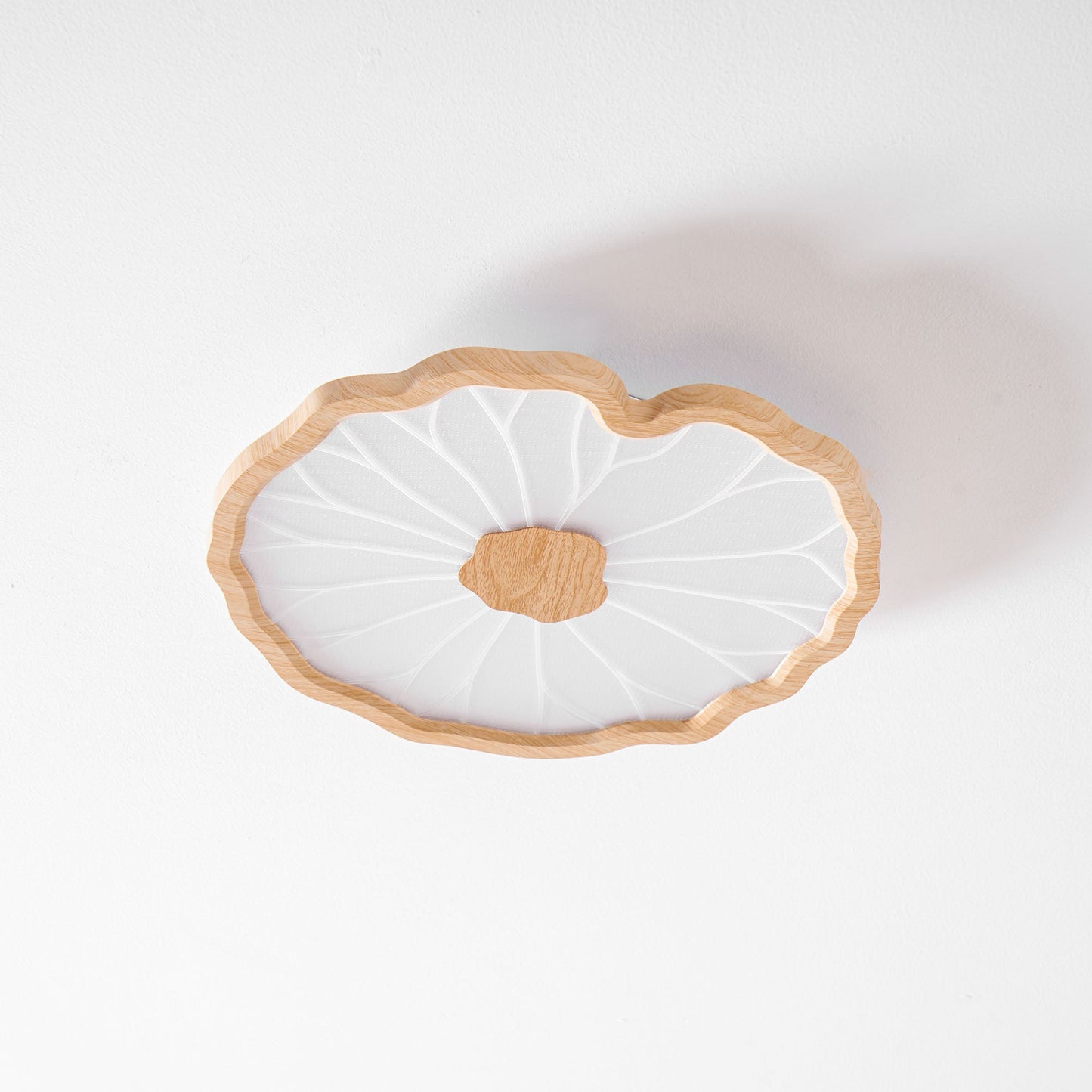 Lotus Leaf Ceiling Lamp Scandinavian with Integrated LED and Wood Grain Finish