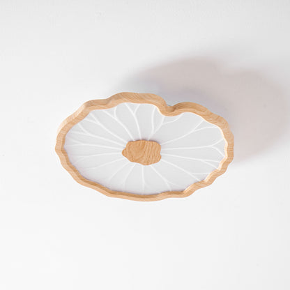 Lotus Leaf Ceiling Lamp Scandinavian with Integrated LED and Wood Grain Finish