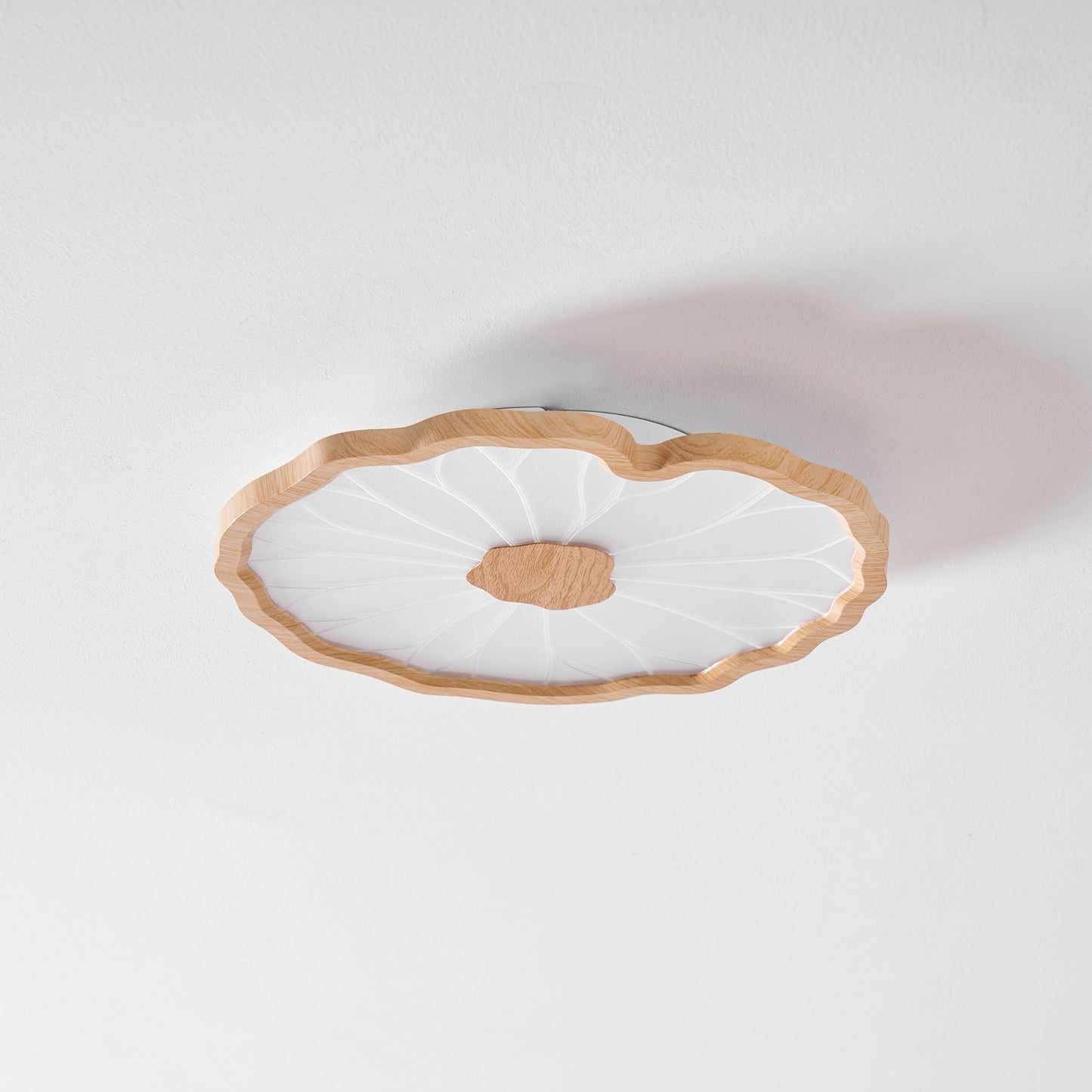 Lotus Leaf Ceiling Lamp Scandinavian with Integrated LED and Wood Grain Finish