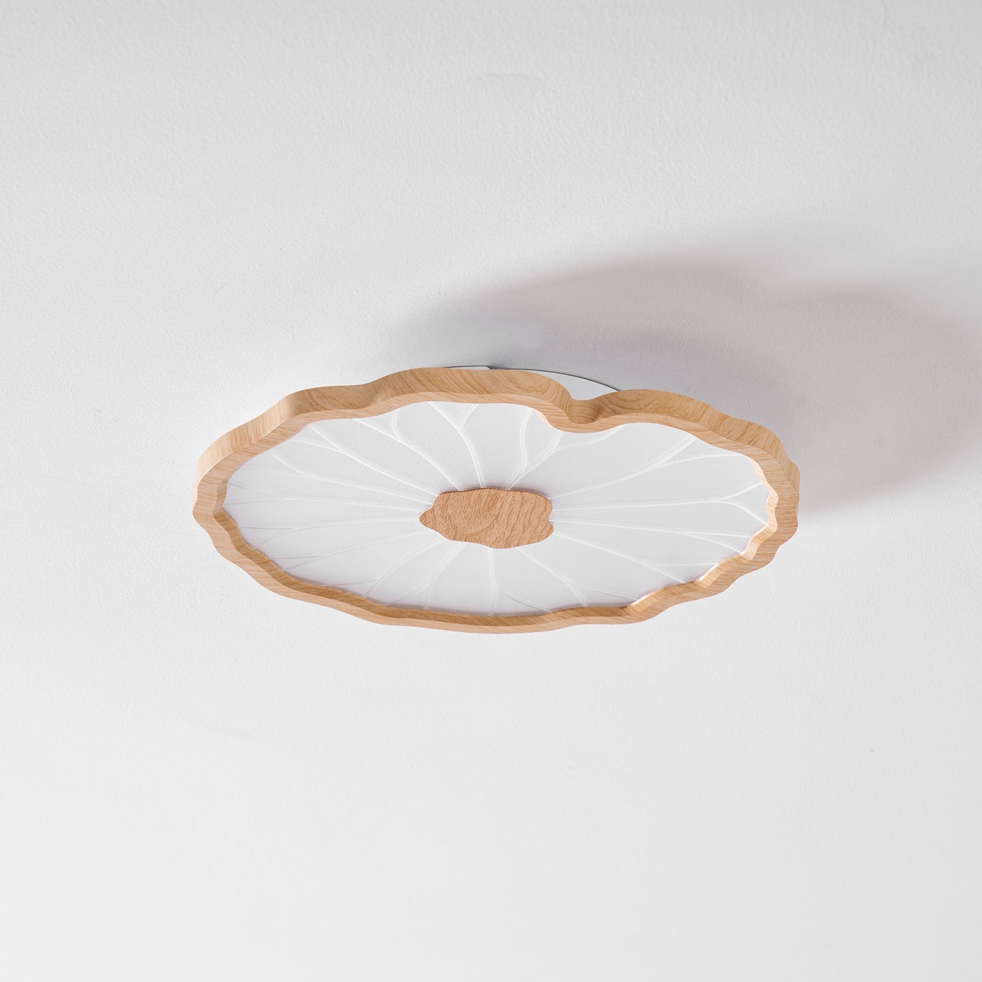 Lotus Leaf Ceiling Lamp Scandinavian with Integrated LED and Wood Grain Finish