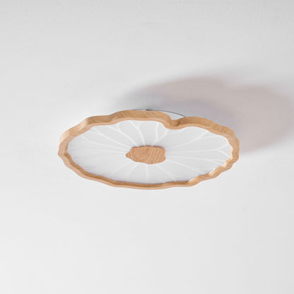 Lotus Leaf Ceiling Lamp Scandinavian with Integrated LED and Wood Grain Finish