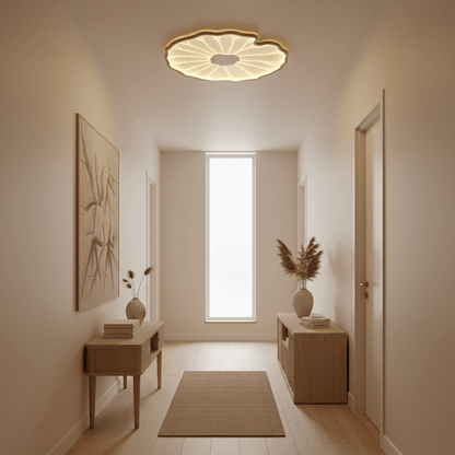 Lotus Leaf Ceiling Lamp Scandinavian with Integrated LED and Wood Grain Finish