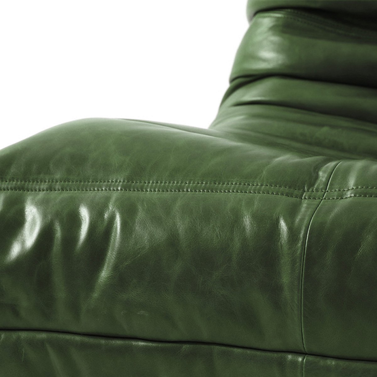 Low-Profile Modular Lounge Chair Sofa Set with Faux Leather Upholstery and Sculptural Tufted Design