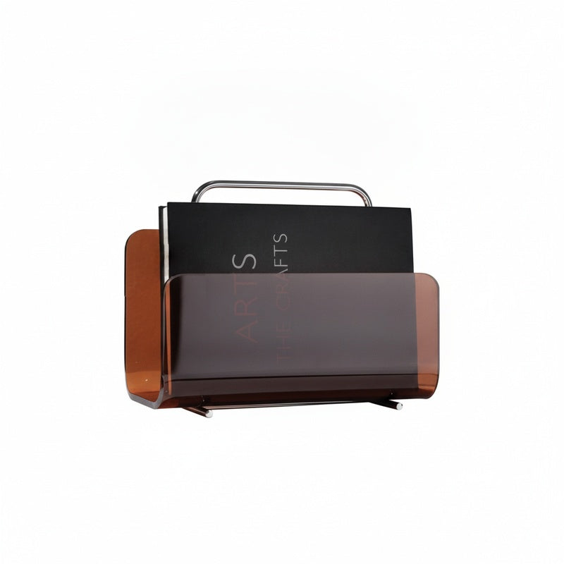 Magazine Rack with Transparent Acrylic Panels and Metal Handle
