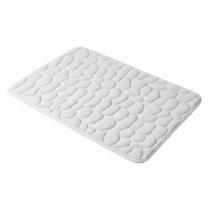 Memory Foam Bath Mat with Anti-Slip Bottom and Cobblestone Embossed Design