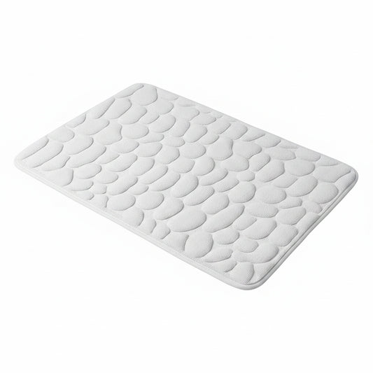 Memory Foam Bath Mat with Anti-Slip Bottom and Cobblestone Embossed Design