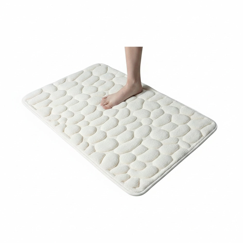 Memory Foam Bath Mat with Anti-Slip Bottom and Cobblestone Texture