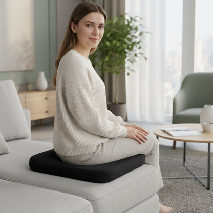 Memory Foam Seat Cushion with Non-Slip Base and Removable Cover