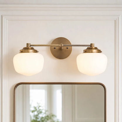 Mid-Century Wall Sconce with Opal Glass Globes