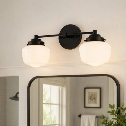 Mid-Century Wall Sconce with Opal Glass Globes