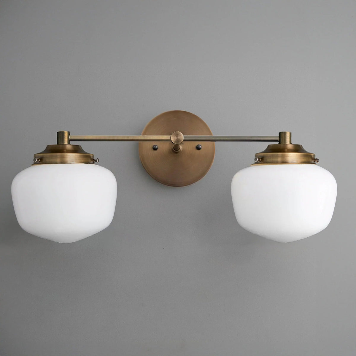 Mid-Century Wall Sconce with Opal Glass Globes