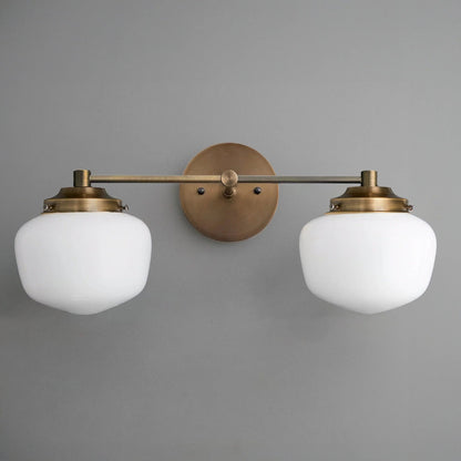 Mid-Century Wall Sconce with Opal Glass Globes