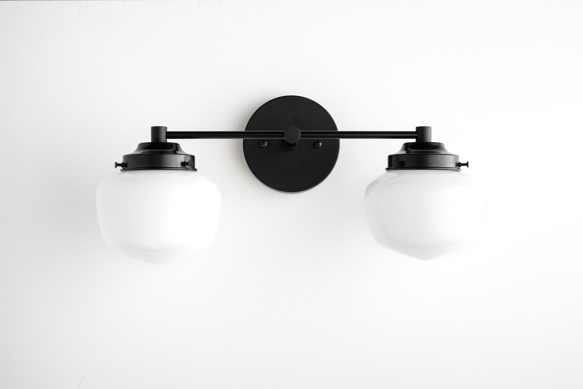 Mid-Century Wall Sconce with Opal Glass Globes