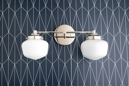 Mid-Century Wall Sconce with Opal Glass Globes