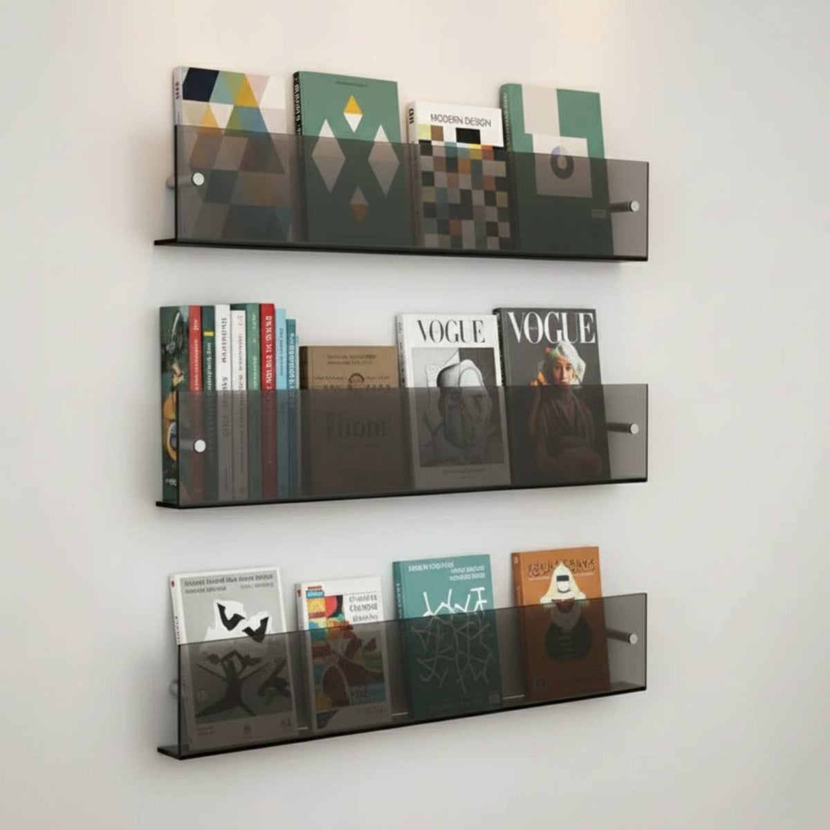 Minimalist Acrylic Wall Shelf for Magazines and Books