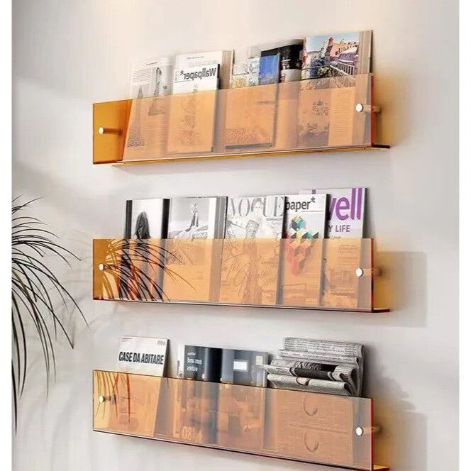 Minimalist Acrylic Wall Shelf for Magazines and Books