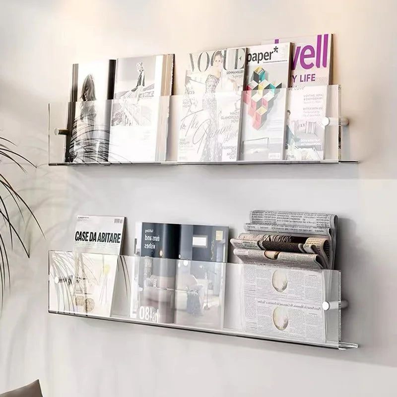 Minimalist Acrylic Wall Shelf for Magazines and Books