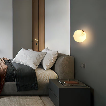 Minimalist Alabaster Wall Lamp with Mini Orb Shade