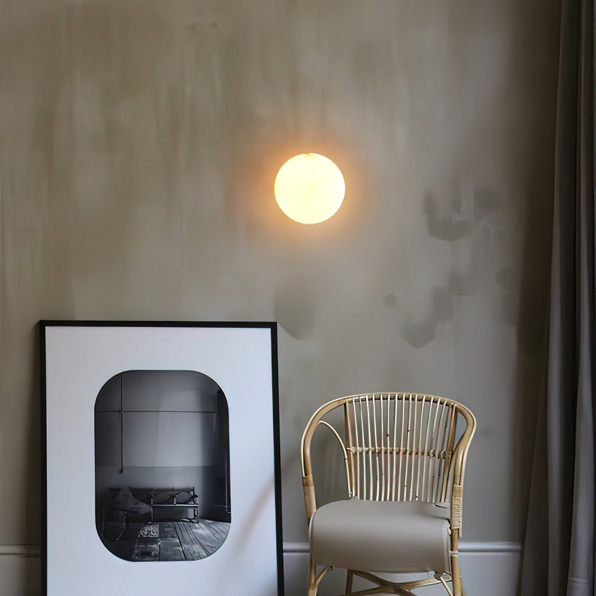 Minimalist Alabaster Wall Lamp with Mini Orb Shade