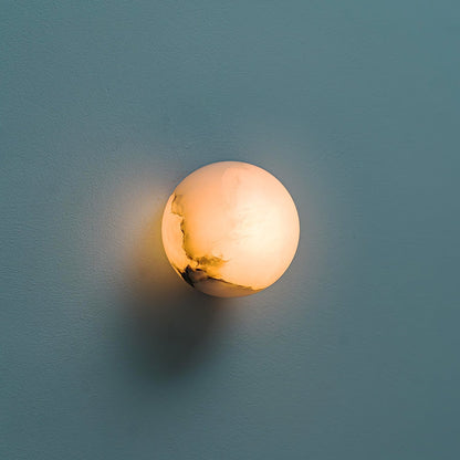 Minimalist Alabaster Wall Lamp with Mini Orb Shade
