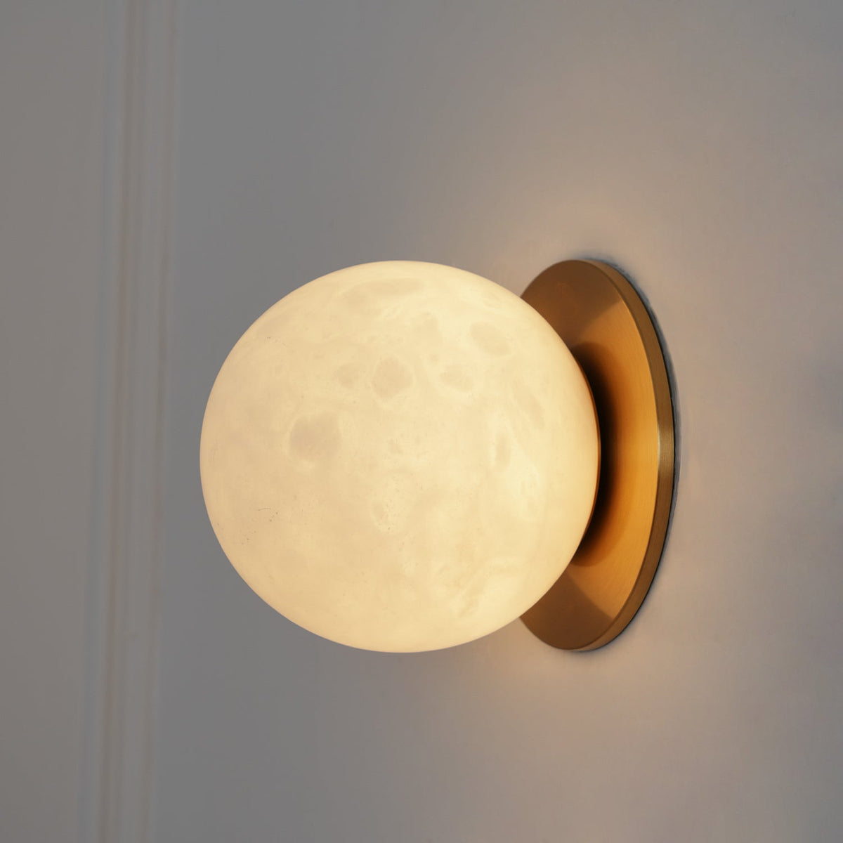 Minimalist Alabaster Wall Lamp with Mini Orb Shade