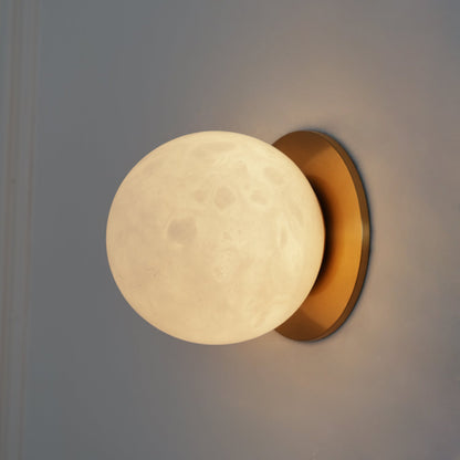 Minimalist Alabaster Wall Lamp with Mini Orb Shade